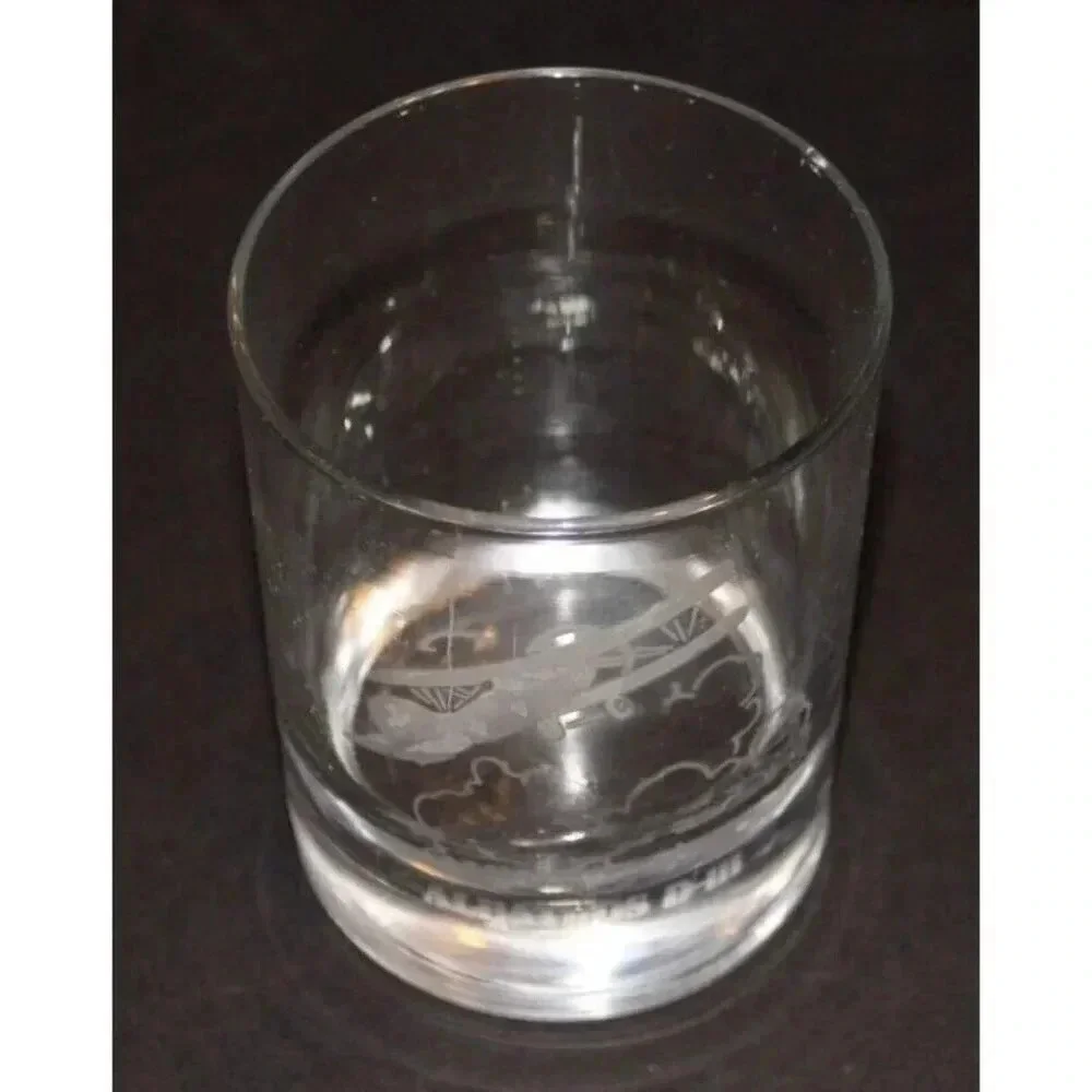Vintage Glass Etched Albatros D- III Flying Aircraft Aviation Class Cup Tumbler